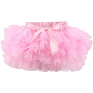 HOOLCHEAN Baby Girl Tutu Skirt Soft Fluffy 4-Layer Tulle Skort with Cotton Diaper Cover for Infant Toddler (6-12 Months, Pink)