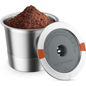 RETHONE K Cup Reusable Coffee Pods, Stainless Steel Reusable K Cups Coffee Filter Compatible for Keurig 1.0 & 2.0 Coffee Makers BPA-Free Refillable Coffee Filters (1 Pack)