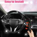 West Llama Diamond Bling Car Steering Wheel Cover with Crystal Rhinestones,3PCS Segmented Steering Wheel Protector,Universal for 99% Cars for Women(Black with Black Diamond)