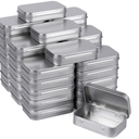 Metal Rectangular Empty Hinged Tins - Pack of 40 Silver Mini Portable Box Small Storage Kit & Home Organizer with lids craft containers 3-1/2''X2-1/2''X4/5''