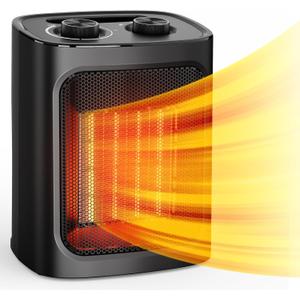 Rintuf Small Space Heater - 1500W Portable Electric Mini Ceramic Heater with 3 Modes, Adjustable Thermostat, Tip Overheat Protection for Office Room Desk Indoor Use