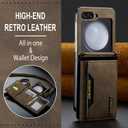 for Samsung Galaxy Z Flip 6 Case with Crossbody Wallet, 8 Cards Slot and Premium Leather Kickstand Vintage Card Holder (Coffee)