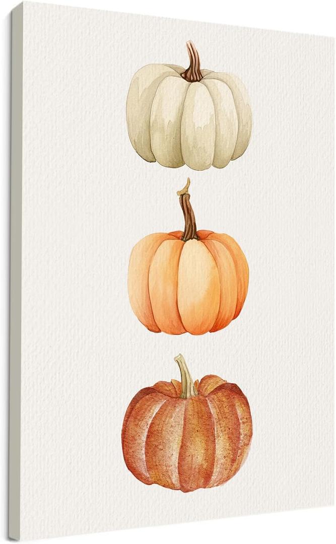 3 x Likjad Boho Fall Pumpkin Wall Art, Boho Fall Decor, Farmhouse Autumn Pumpkins Thanksgiving Poster Painting Wall Art Decor for Kitchen Bedroom Living Room Home, 11x14 Framed (delicious food001)