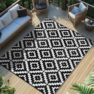 Favoyard Outdoor Rug 5x8 ft Waterproof Reversible Patio Plastic Straw Rugs for Decor Clearance Outside Large RV Camping Area Carpet Mat for Porch Deck Balcony Pool Backyard Picnic Beach Camper Door