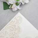 2 x 20Pcs 5.12x7.09 inch Laser Cut Wedding Invitation Cards With Envelopes and Ribbons for Quinceanera Bridal Shower Baby Shower Party Invite (lvory)