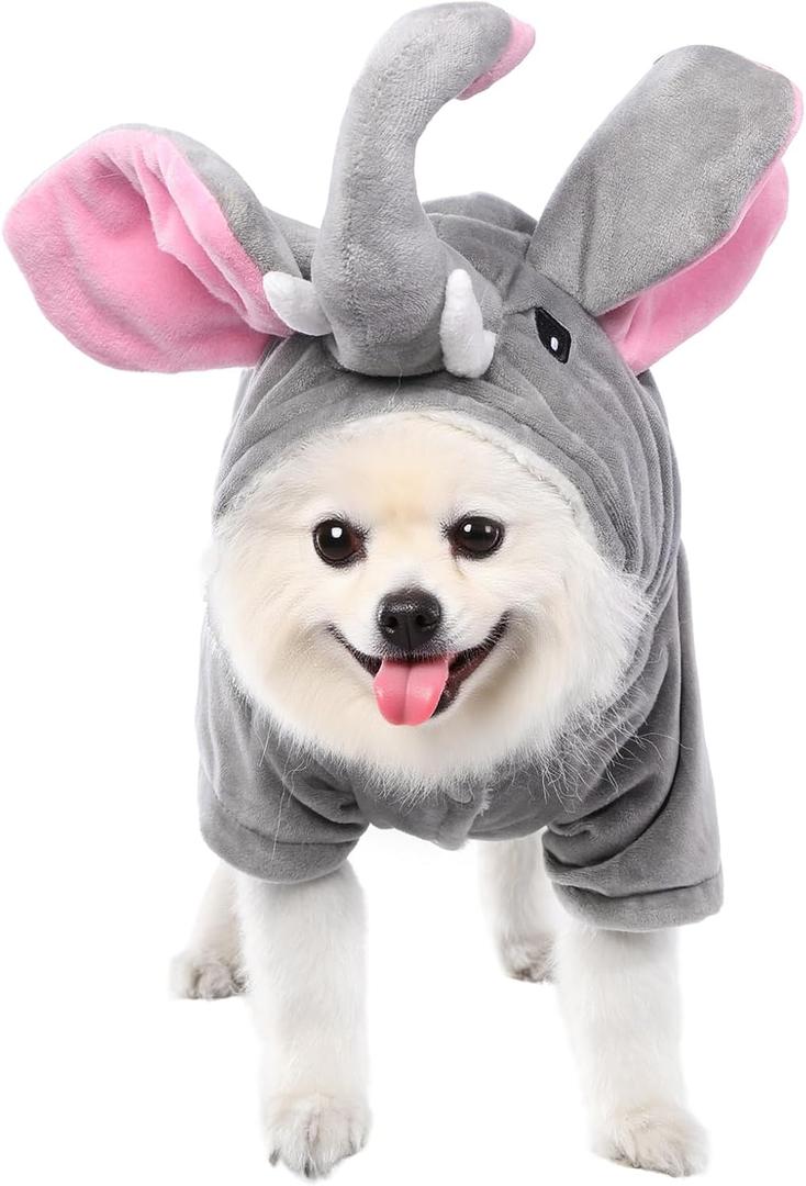 Mogoko Dog Cat Elephant Costumes, Pet Halloween Cosplay Dress, Adorable Elephant Hoodie Pet Costume, Cute and Warm Outfits Clothes for Dogs (L Size)
