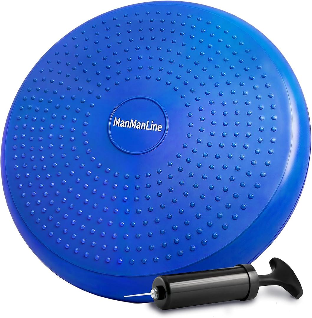 Wobble Cushion Balance Disc, Extra Thick Sensory Pad for Kids & Adults, Flexible Seating Core Strength Trainer for Posture Correction, Desk, Yoga & Stability Workout with Pump, 12.99 inches