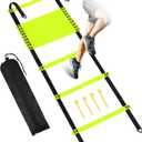 Camkinger Fixed Rung Agility Ladder - 20ft 12 Rungs No Tangle Speed and Agility Training Equipment for Soccer Footwork Training with Carrying Bag/Ground Stakes for Adults Youth Kids