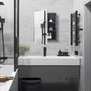 Black Plastic Bathroom Medicine Mirror Cabinet 16 x 22 inch, Surface and Recessed Mount, Beveled Edge Mirror