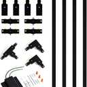 H Track Lighting Rails Kit - iCreating 13ft Black Track Light Track 3 Wire with Floating Canopy Connector, I and L Connectors for Single Circuit H Type LED Track Lighting Heads Fixtures