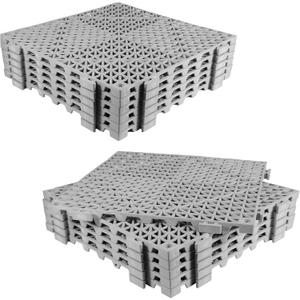 12PCS Drainage Interlocking Floor Tiles 11.8" x 11.8", Modular Interlocking Cushion Soft PVC Floor Non-Slip Splicing Waterproof Mat for Pool, Shower, Patio, Balcony, Bathroom, Kitchen, YardGrey
