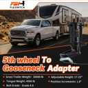 Patented 6" Offset Heavy Duty Cast Steel Fifth Wheel to Gooseneck Adapter, 17-23" Adjustable Height, for Short Bed Trucks Towing Fifth Wheel Camper, 30000 lbs GTW, Includes Safety Chain