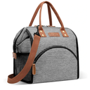 LOKASS Lunch Bag Insulated Lunch Box Wide-Open Lunch Tote Bag with Removable Shoulder Strap for Women/Men Adults Work Picnic Hiking Beach Fishing(Stripes)