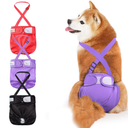 Idepet Female Dog Diapers with Suspender 3 Pack Washable Reusable Doggie Diapers for Small Medium Female Dog in Heat Period Cycle Urinary Incontinence Training, Black+Red+Purple S