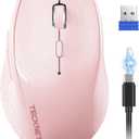 TECKNET Wireless Mouse Rechargeable,Mouse for Laptop Computer,2.4G USB Computer Mice Wireless,6 Button 6400 DPI Ergonomic Silent Mice,Portable Cordless Travel Mice-Wide Compatibility (Pink)