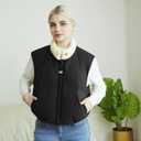 Women's Winter Outerwear Vests Crop Puffer Vest Lightweight Sleeveless Padded High Stand Collar Jacket (Pink, S)