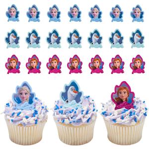 DecoPac Frozen II Rings, Cupcake Decorations Featuring Elsa, Anna, And Olaf For Birthday And Christmas Celebrations - 24 Pack (1.3 x 1.65 x 0.65 inches)