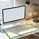 Hahafelt Scalloped Desk Mat Large Scalloped Piping Cute Desk Mat Aesthetic Preppy Table Pad Large Nonslip Pad with Edge Stitching Waterproof Gaming(Green,31.5 x 15.8 Inches)