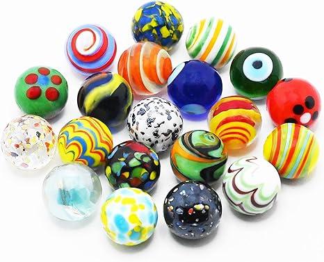 Pack of 18 Glass Marbles for Kids, Marble Games and Marble Run Accessories for Boys and Girls, Beautiful Marbles Bulk for Home Decoration