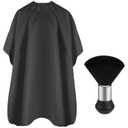 FEBSNOW Professional Hair Cutting Cape with Neck Duster Brush, Salon Barber Cape, Hair Cutting Accessories (Black)