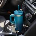 Konokyo 30 oz Tumbler with Handle and 2 Straws,2 in 1 Lid Insulated Water Bottle Stainless Steel Travel Coffee Mug,Blue Haze