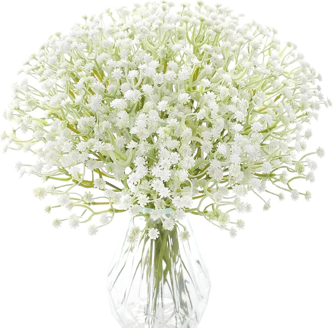 rongflower Babys Breath Artificial Flowers,30 Pcs White Gypsophila Greenery Sprays,Real Touch Flowers for Wedding Bouquets Centerpieces Floral Arrangements and Decorations
