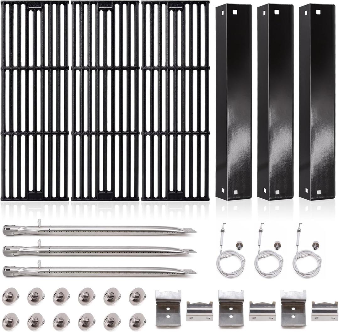 Grill Parts for Char Griller 5050, 5650, 2121, 3001, 5072, 2123, 2828, 3030, King Griller 3008, 5252, Cast Iron Grill Grates, Heat Plates, Burners, Ignitors for Chargriller Replacement Parts.