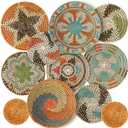 Tauto 8 Pcs Boho Wall Basket Decor Decorative Bulrush Woven Basket Wall Decor Art Round Farmhouse Hanging Baskets for Kitchen Rustic Home Summer Decorations, Multi Sizes(Farmhouse) 