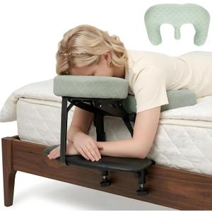 Massage Headrest for Bed with Arm Rest & Breast Pillow, Massage Face Cradle for Bed System with Pu Leather & Foam Pillow, Ergonomic Beds Massages Head Holder for Women-Friendly Comfort
