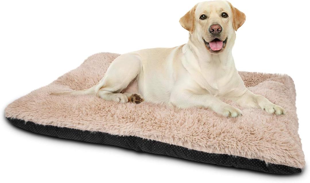 JOEJOY Large Dog Bed Crate Pad, Ultra Soft Calming Dog Crate Bed Washable Anti-Slip Kennel Crate Mat for Large Medium Small Dogs, Dog Mats for Sleeping and Anti Anxiety35" x 23", Beige