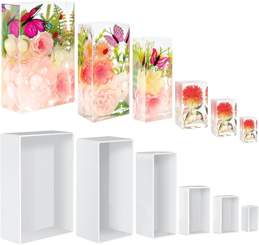 Large Resin Molds Silicone 6PCS Rectangular Cube Silicone Molds for Resin Epoxy Resin Casting Craft Mold for Flower Preservation Bookends DIY Art Home Dcor