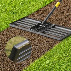 Lawn Leveling Rake - Heavy Duty 30" x 10" Lawn Leveler,Anti-Flip Edge, Adjustable 5FT Handle, Folding Plate for Yard, Soil, Sand, Topsoil Spreader - Garden Ground Top Dressing,Landscaping Tool