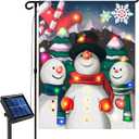 Lighted Christmas Garden Flag, Solar Outdoor Decorative Led Snowman Choir Flags Yard Decor, 8 Lighting Modes Led Flag,12x18 Double Sided Winter Decorations for Home Porch Outside