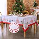 VidaFete Christmas Rectangle Tablecloth, Snowman Pine Tree Snowflake Pattern White Polyester Table Cloth, Waterproof Wipe Clean Holiday Table Cover for Xmas Dining Parties Home Decoration, 60x102in