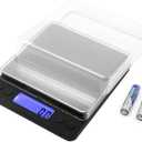 Small Digital Food Kitchen Scale, Jewelry Laboratory Measuring Scale, Black mini Pocket Type, 3000g/0.1g, Suitable for Kitchen Laboratories, etc., with Peeling Function, 2 Trays, Including Batteries.