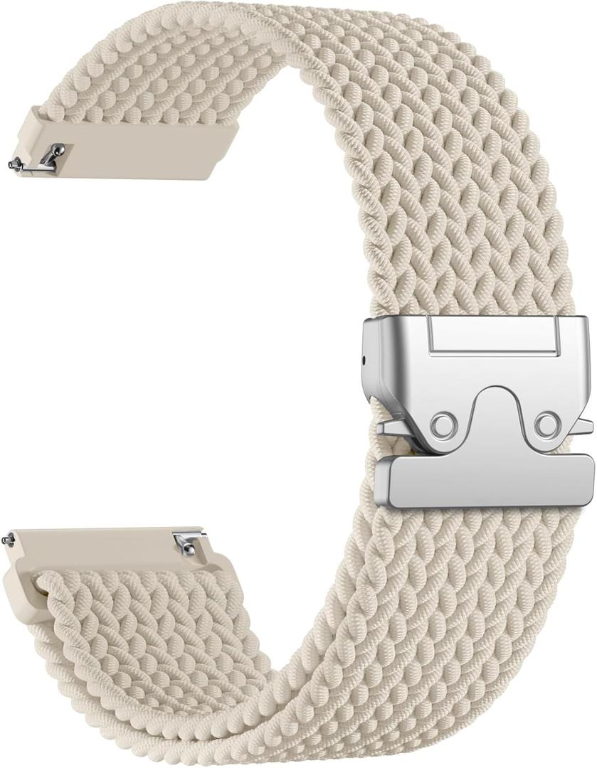 DaQin 18mm 20mm 22mm Braided Band Compatible with Garmin Vivoactive 5/Vivoactive 6/4/3 Watch Bands, Parachute Buckle Nylon Elastic Sport Strap for Garmin Venu 3 2/3S 2S/Forerunner 165/55/245 Women Men (Starlight)