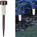 Crosslight Solar Powered Pathway Lights (4 Pack) - Stainless Steel Outdoor White LED Lights, Waterproof for Garden, Yard, Patio, Lawn, Walkway - Decorative Ground Stake Lighting | Bronze