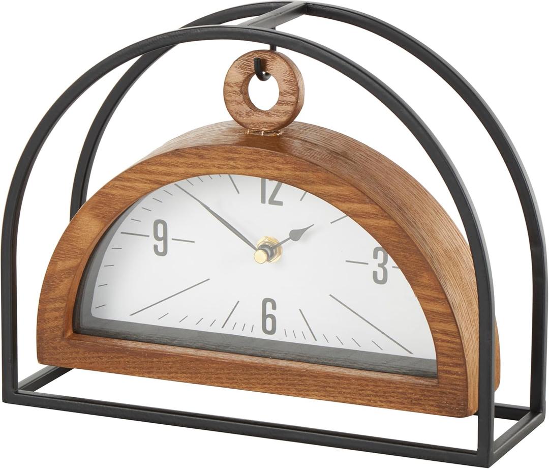 Deco 79 Metal Suspended Clock with Black Frame, 10" x 3" x 8", Brown