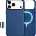 SHIELDON Leather Case for iPhone 17 Pro Max 6.9" 2025, [Camera Button Updated], Compatible with Magsafe, Slim Fit, Wireless Charging Magnetic, Shockproof, Metal Buttons, Camera Bump Frame - Royal Blue