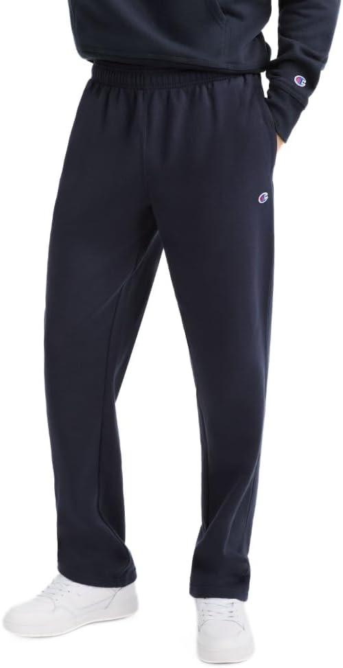 Champion Men's Sweatpants, Fleece, Open-bottom Sweatpants for Men (Reg. Or Big & Tall) (Large, Navy - C Patch Logo)