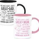 LOZACHE Novelty Gifts for Parents from Daughter Son, Funny Mom and Dad Mugs,Expectant Parents Gender Reveal Pregnancy Informing Gift, Mom and Dad Coffee Mug Set for New Parents Couples Fathers Day
