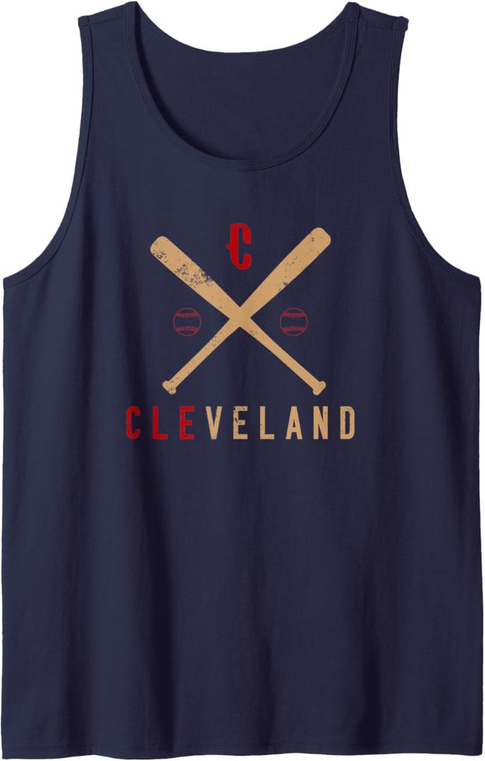 CLEVELAND CLE BASEBALL VINTAGE DISTRESSED Tank Top, Small