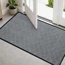 Front Door Mat 3' x 6', Low Profile Heavy Duty Door Mat, Non-Slip Large Commercial Floor Mat, Trap Dirt, Easy Clean Welcome Entry Mat Indoor Outdoor,for Entry, Garage,School,Dark Gray