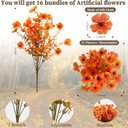 16 Bundles Artificial Mums for Outdoors/Indoors Faux Mums for Outdoor Planters, Eucalyptus Leaves Fall Flowers Artificial for Decoration Boxwood Garden Porch Window Home Wedding (Yellow&red Green)
