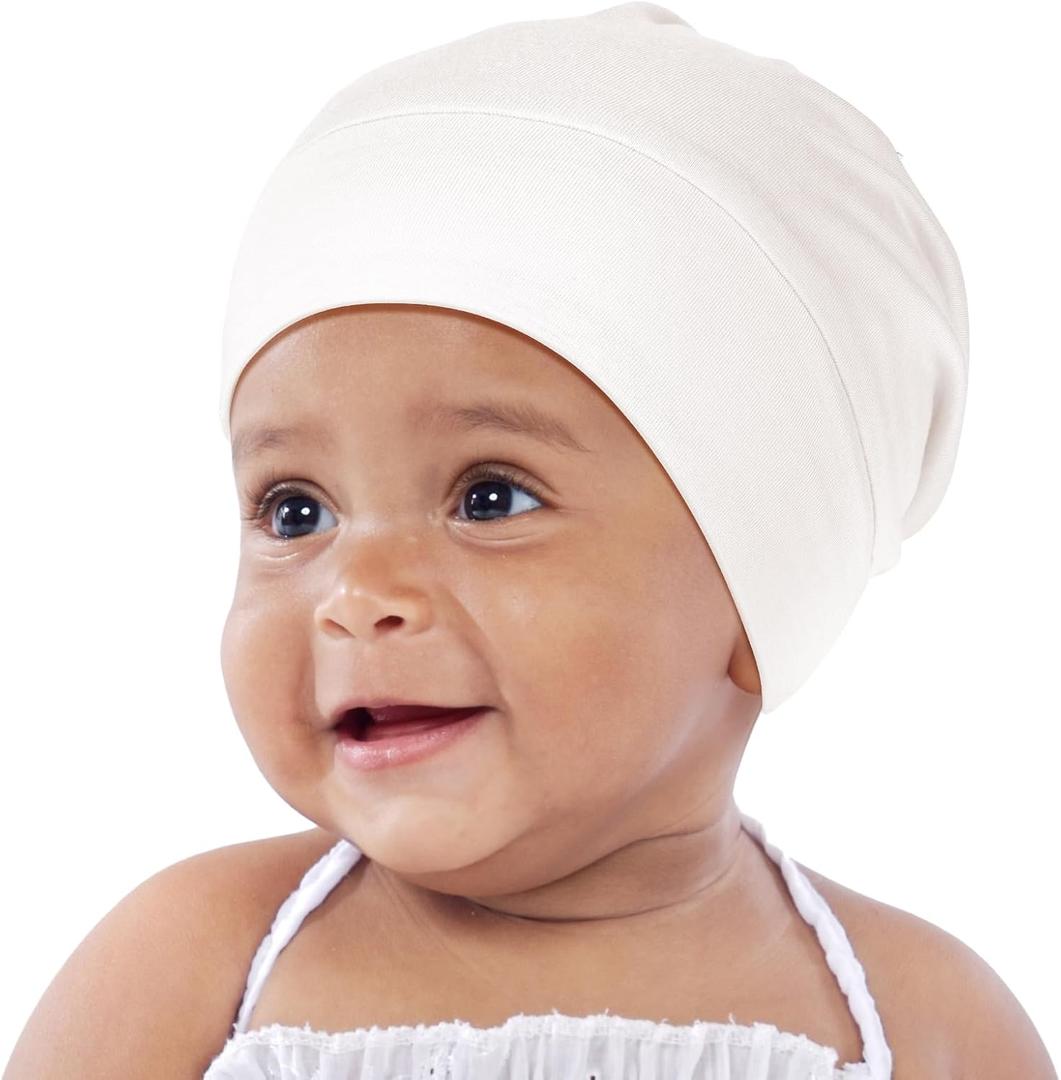 OLESILK Silk Baby Bonnet for 0-6 Months - 100% Mulberry Silk Toddler Hair Bonnet, Adjustable Night Cap for Sleeping (White)