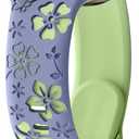 Floral Engraved Band Compatible with Apple Watch Band Women 40mm 38mm 41mm 42mm 44mm 45mm 46mm 49mm, Soft Silicone Two-Tone Flower Sport Strap for iWatch Series 10 9 8 7 6 5 4 3 2 1 SE Ultra (Cyan Blue/Lime)