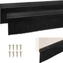 M METERXITY 2Pack Door Sweep - 39" Door Bottom Brush Heavy Duty Seal Draft Stopper Aluminum Base with 90mm Brush, Adhesive/Screw Installation for Interior/Exterior/Garage/Sliding Doors, Black