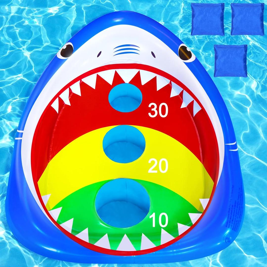 Kids Fun Pool Toys,Inflatable Shark Cornhole Board Floating Water Game Outdoor Swim Play for Adults Family,Cool Summer Party Gift for 6 7 8 9 10 12 Year Old Boy Girl Teen Kids Fun Pool Toys,Inflatable Shark Cornhole Board Floating Water Game Outdoor Swim Play for Adults Family,Cool Summer Party Gift for 6 7 8 9 10 12 Year Old Boy Girl Teen