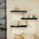 Vervida Black Floating Shelves for Wall, 24" Rustic Wood Deep Wall Mounted Shelves with Invisible Brackets for Decor & Storage, Floating Shelf for Living Room, Bathroom (Set of 3)