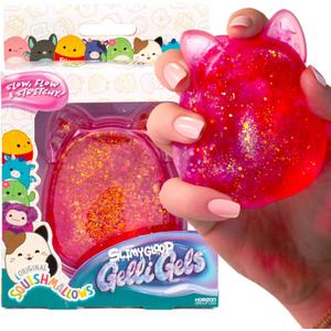 Original Squishmallows SLIMYGLOOP Pink Gelli Gels, Slow Rising Sensory Squeeze Toy with Glitter, Gel Filled Fidget Toys